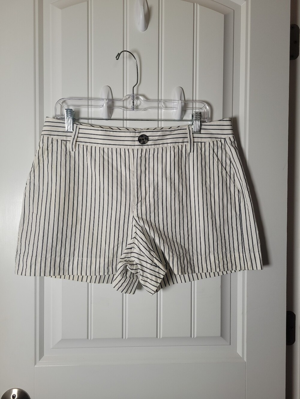 CAbi White Shorts with Black Pinstripes Size 10